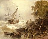 Andreas Achenbach Hafeneinfahrt Bei Rauher See painting